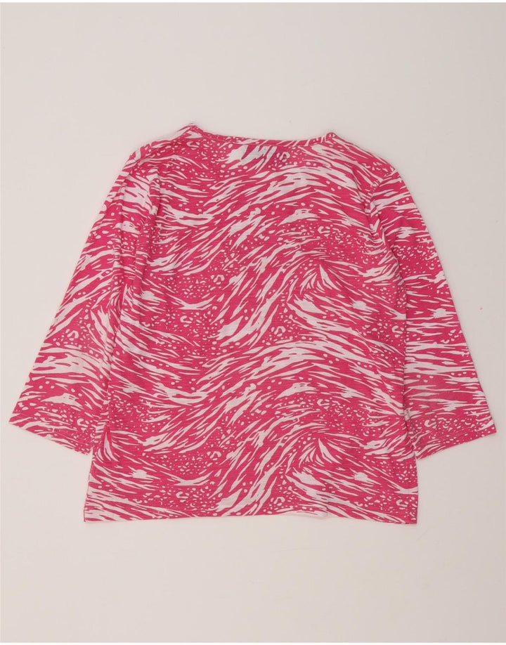PACO BOUTIQUE Top feminino com estampa abstrata manga 3/4 Reino Unido 14 grande rosa