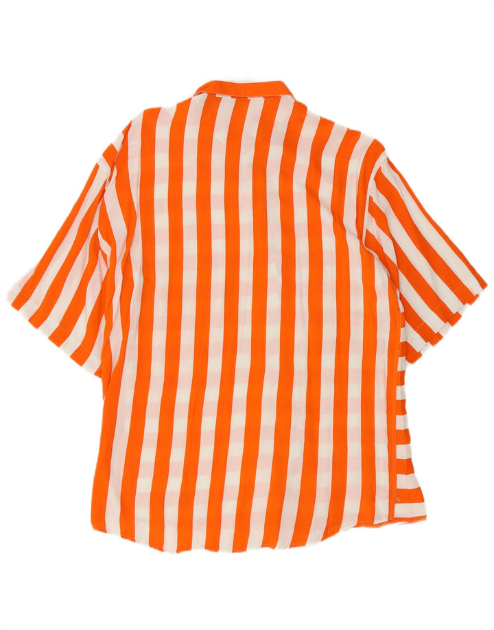 Camisa feminina Sfarzo de manga curta UK 14 grande listrada laranja
