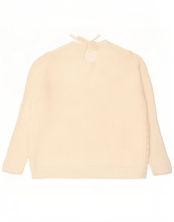 Marks & Spencer Womens Boat Neck Jumper Sweater UK 16 Large Beige Cotton