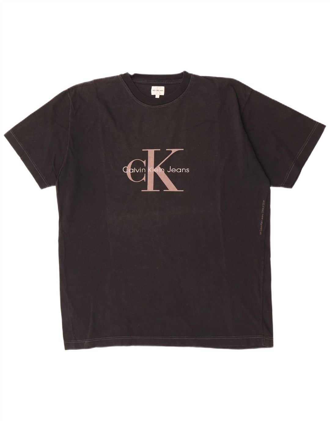 Calvin Klein Jeans Camiseta masculina gráfica grande preta