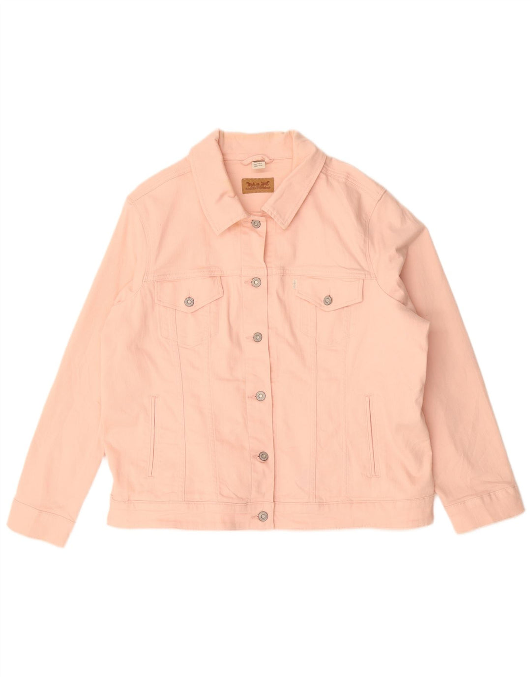 LEVI'S Womens Crop Denim Jacket UK 22 3XL Pink Cotton
