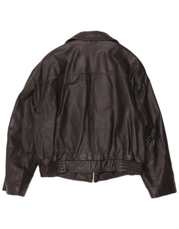 Jaqueta bomber de couro masculina Alan Gordon Reino Unido 38 médio preto