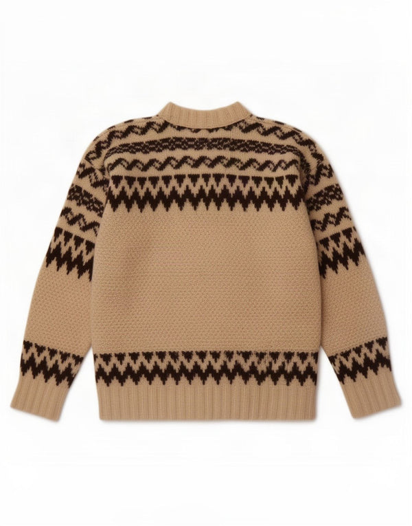 Suéter feminino vintage com gola redonda UK 14 Médio Off White Fair Isle