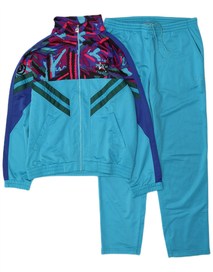 Fila Mens Full Tracksuit Médio Azul Colourblock Poliéster