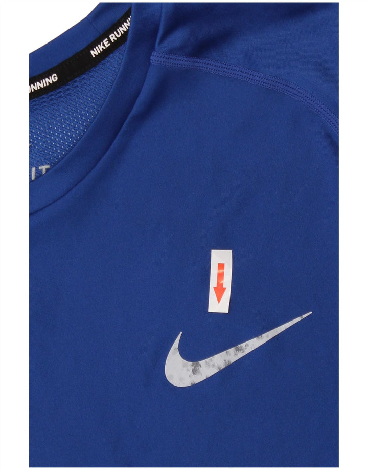 Nike Mens Dri Fit Camiseta Top Médio Azul Poliéster