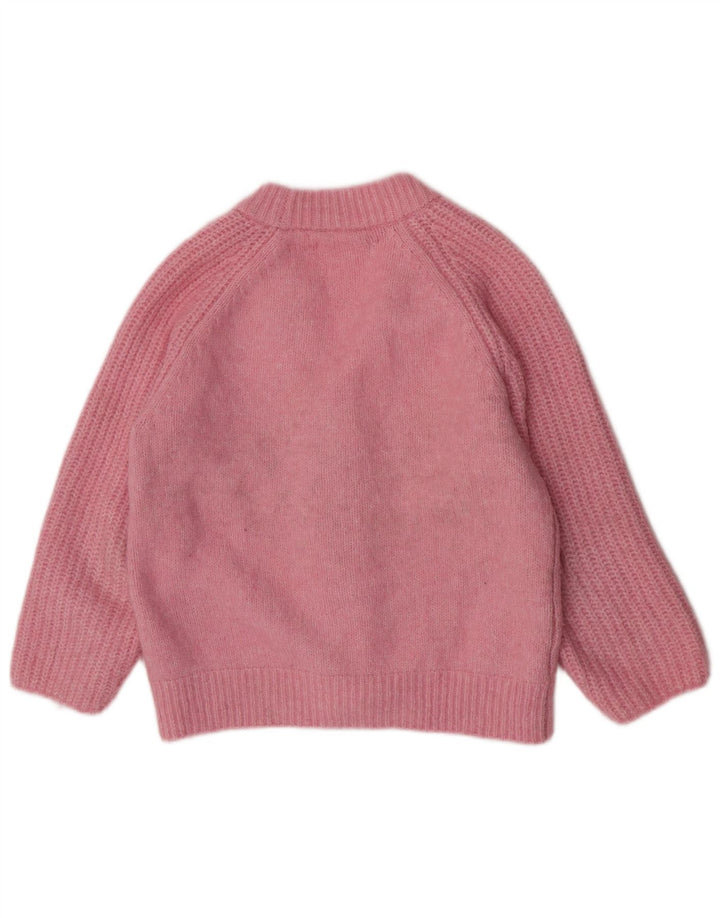 Suéter cardigã feminino vintage UK 14 rosa médio