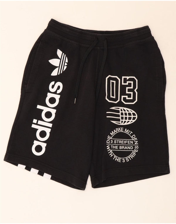 ADIDAS Mens Graphic Sport Shorts Pequeno Algodão Preto