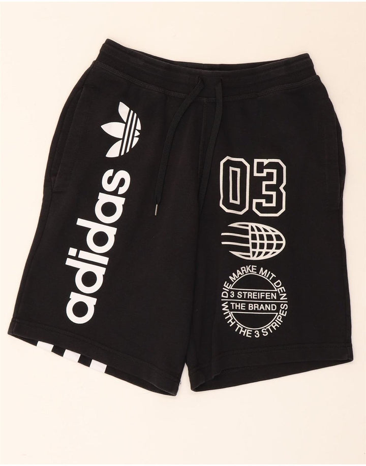 ADIDAS Mens Graphic Sport Shorts Pequeno Algodão Preto