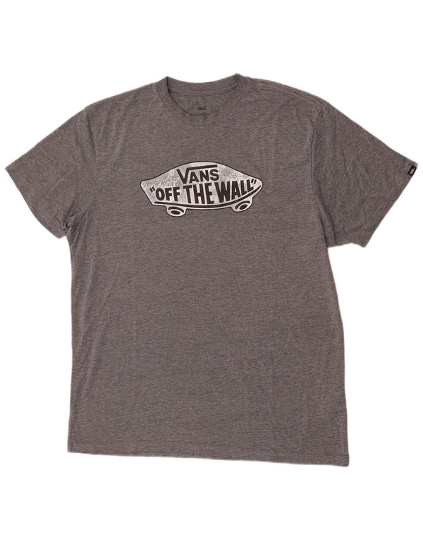 Vans Mens Custom Fit Graphic T-Shirt Top XL Grey Flecked Cotton