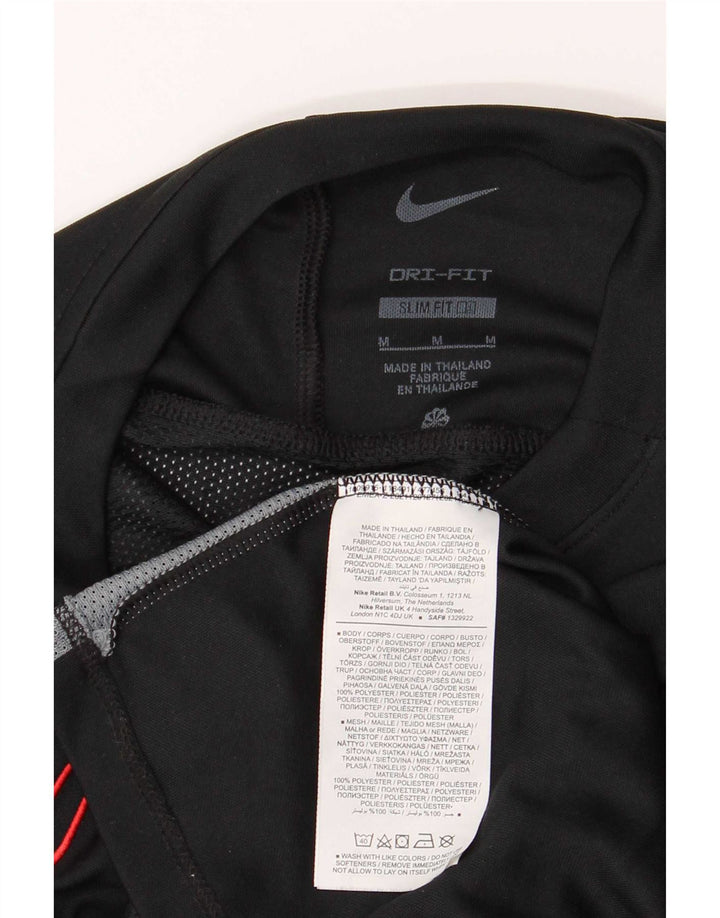 Camiseta masculina Nike Dri Fit Slim Top médio preto colorblock poliéster