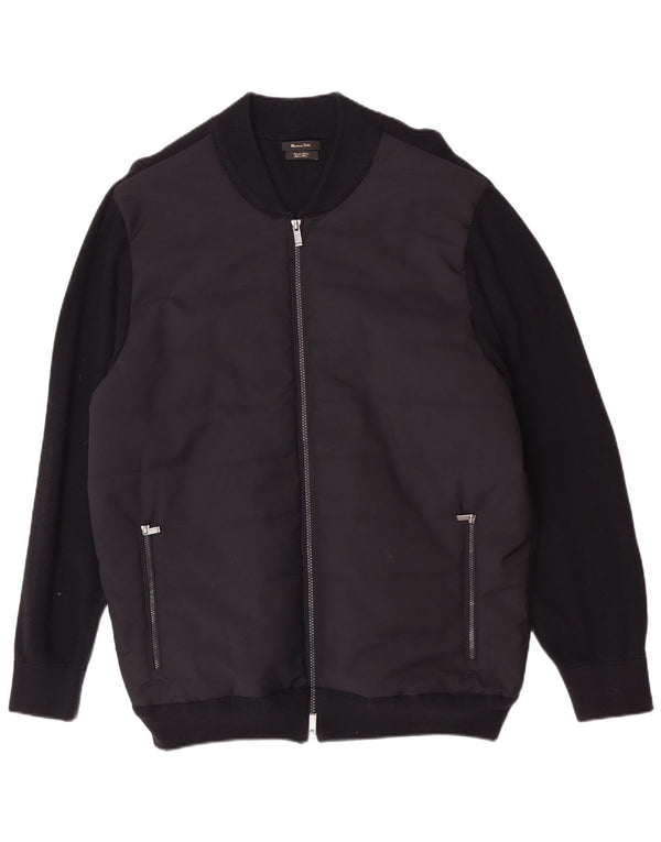 Jaqueta bomber masculina Massimo Dutti UK 42 XL algodão preto