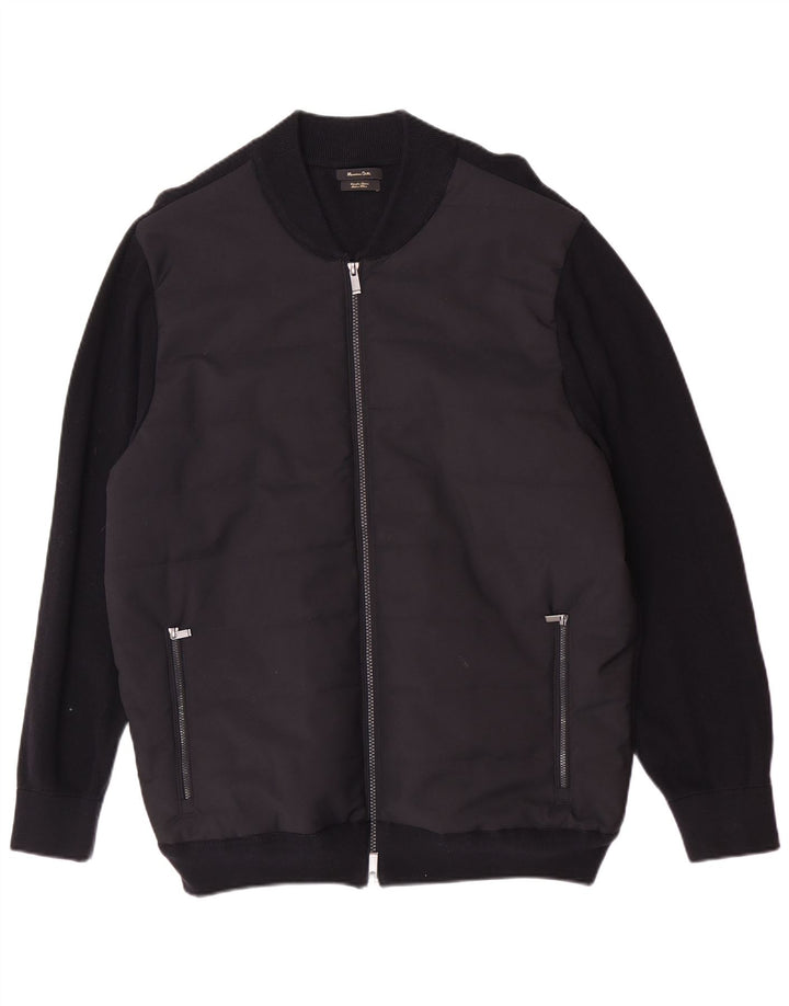 Jaqueta bomber masculina Massimo Dutti UK 42 XL algodão preto