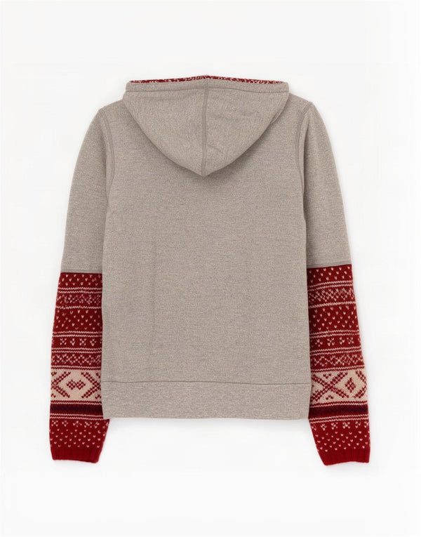 Suéter com capuz gráfico feminino Superdry UK 12 cinza médio Fair Isle algodão
