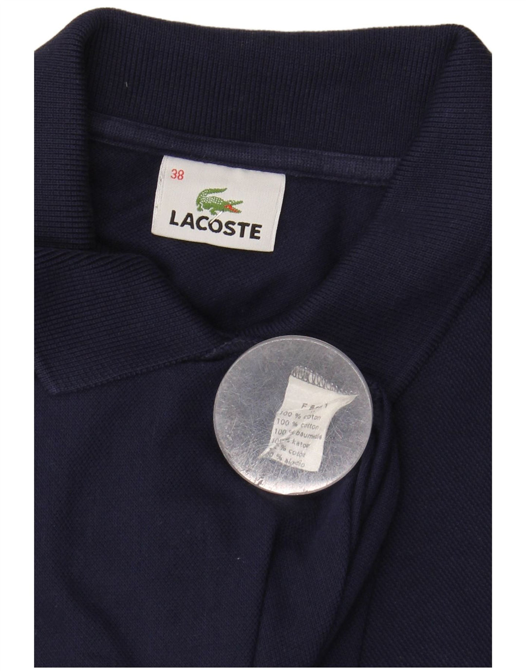 Camisa polo feminina LACOSTE tamanho 38 algodão azul marinho médio