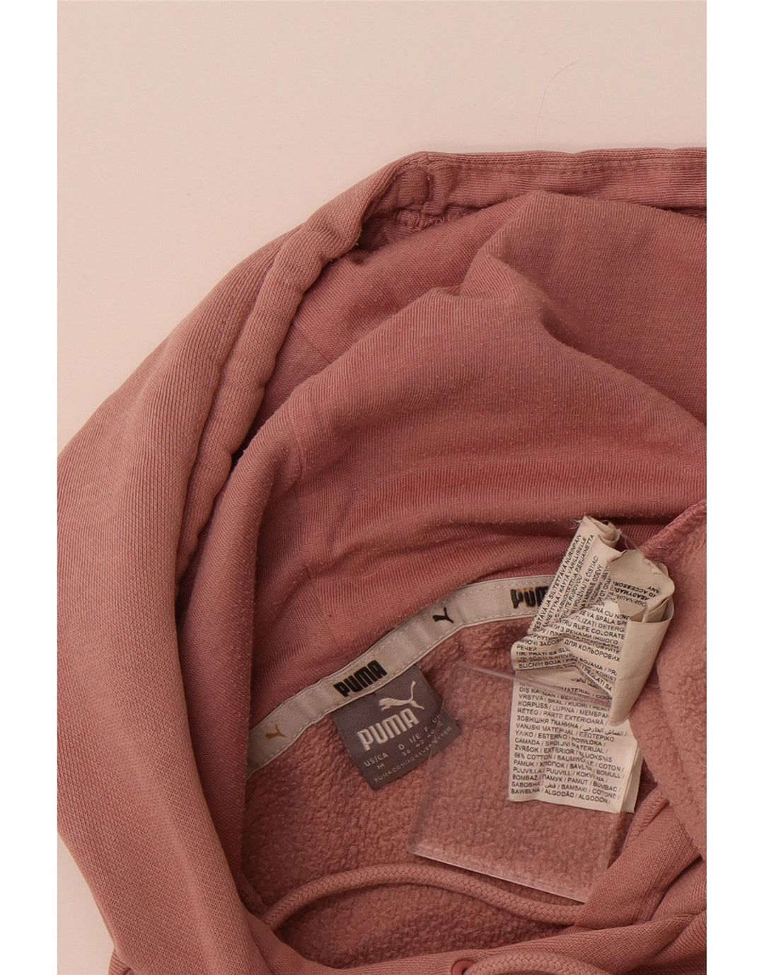 PUMA feminino gráfico moletom com capuz UK 12 médio algodão rosa