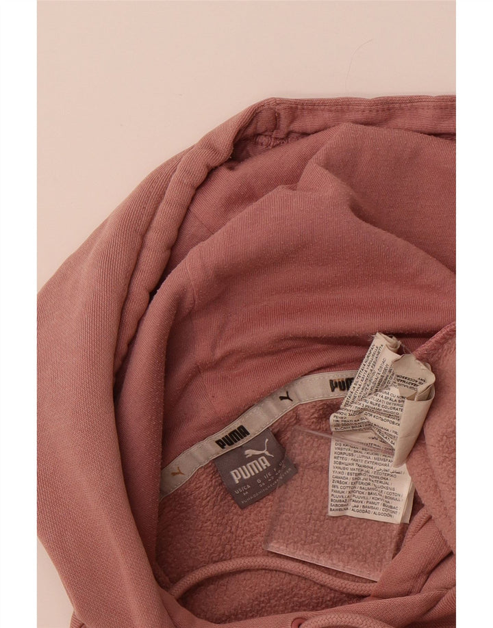 PUMA feminino gráfico moletom com capuz UK 12 médio algodão rosa
