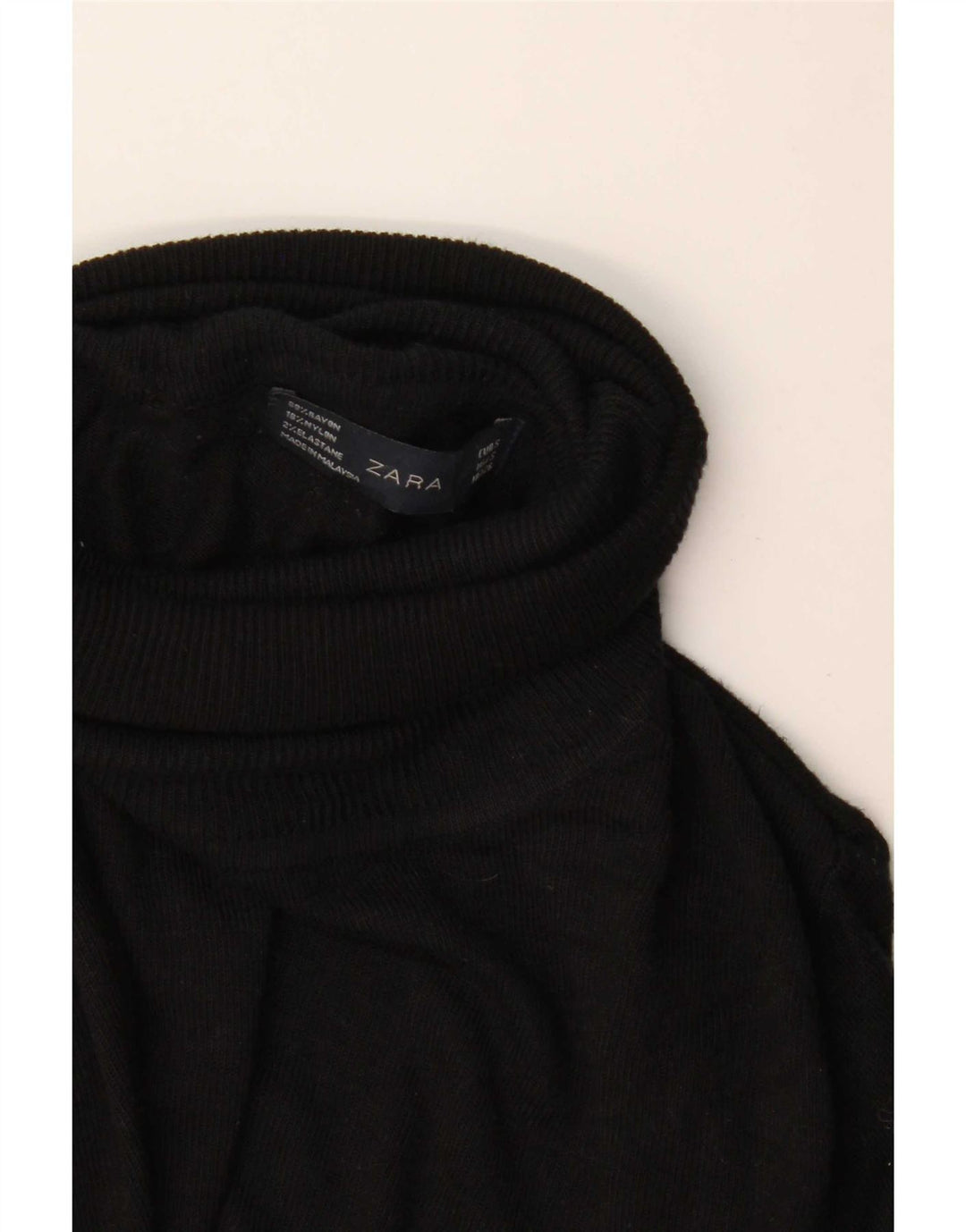 Suéter feminino Zara com gola redonda, Reino Unido 10 pequeno rayon preto
