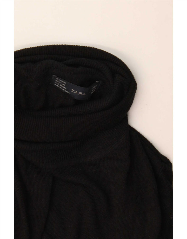 Suéter feminino Zara com gola redonda, Reino Unido 10 pequeno rayon preto
