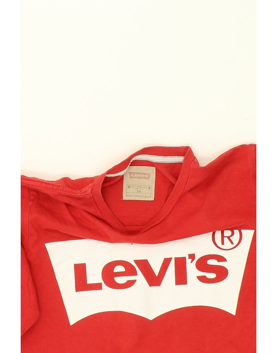 LEVI'S Boys Graphic Top Long Sleeve 13-14 Years Red Cotton Vintage Levi's and Second-Hand Levi's from Messina Hembry 