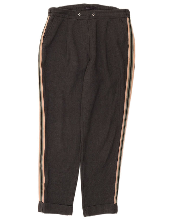 Calça feminina Marks & Spencer cônica cortada Reino Unido 8 pequena W28 L25 cinza