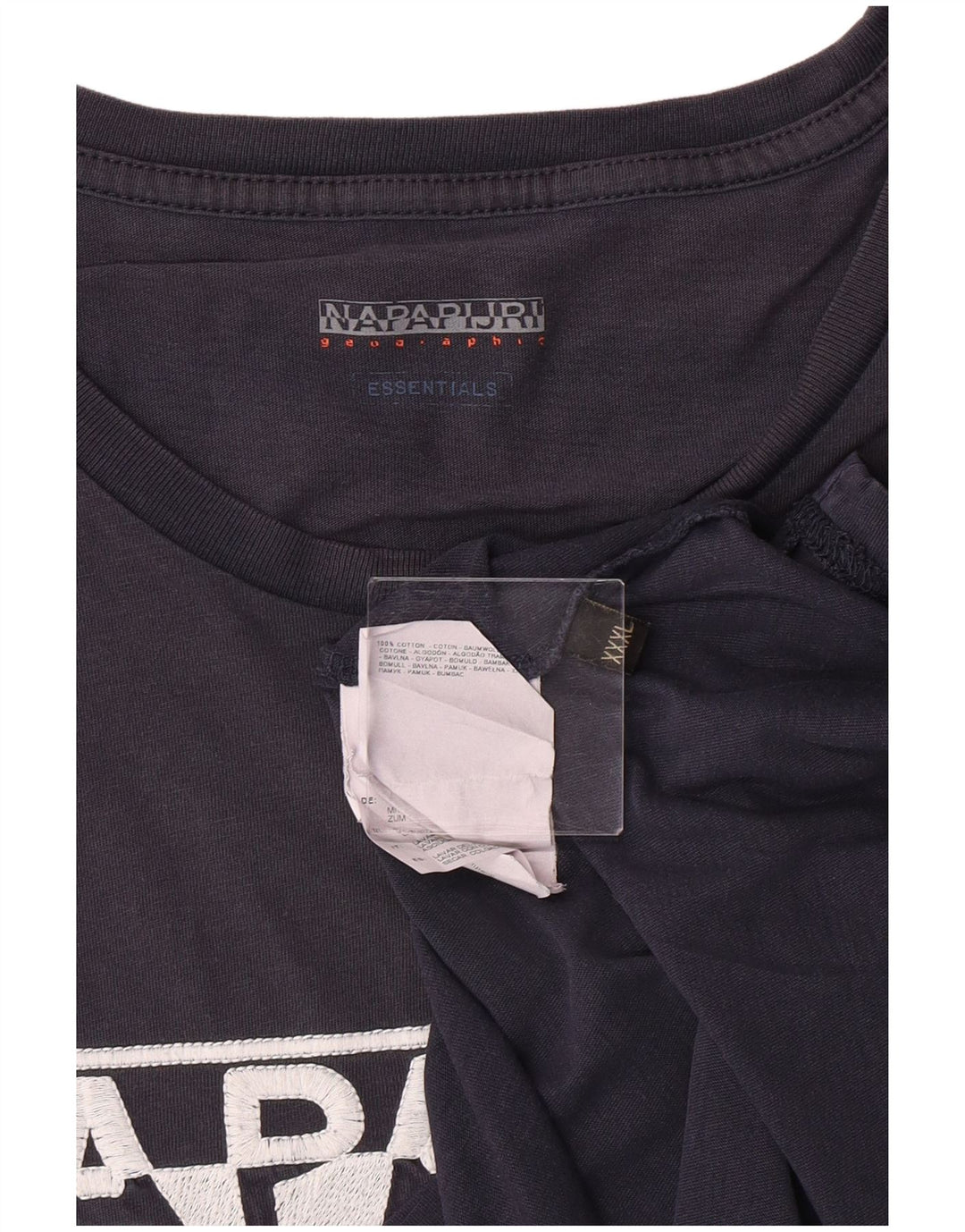 Camiseta gráfica geográfica masculina NAPAPIJRI Top 3XL algodão azul marinho