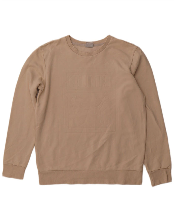 PUMA Mens Graphic Moletom Jumper Médio Bege Algodão