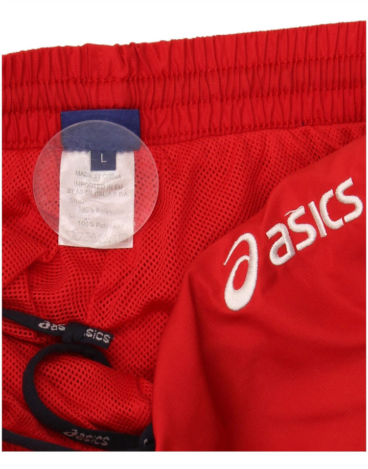 Calça de treino feminina ASICS UK 14 grande poliéster vermelho