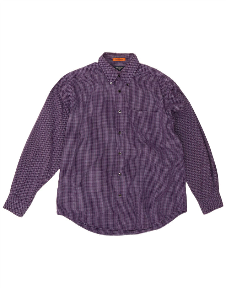 Camisa masculina DOCKERS de algodão xadrez roxo médio