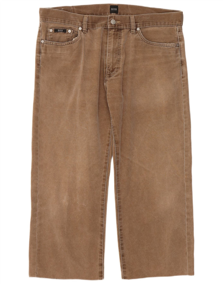 HUGO BOSS Calça jeans masculina cortada W38 L25 algodão marrom