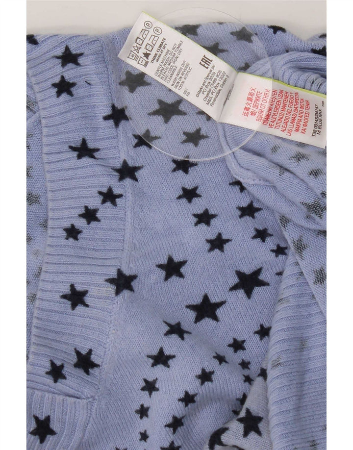 Suéter feminino Marks & Spencer com estampa abstrata e decote em V Reino Unido 18 XL azul