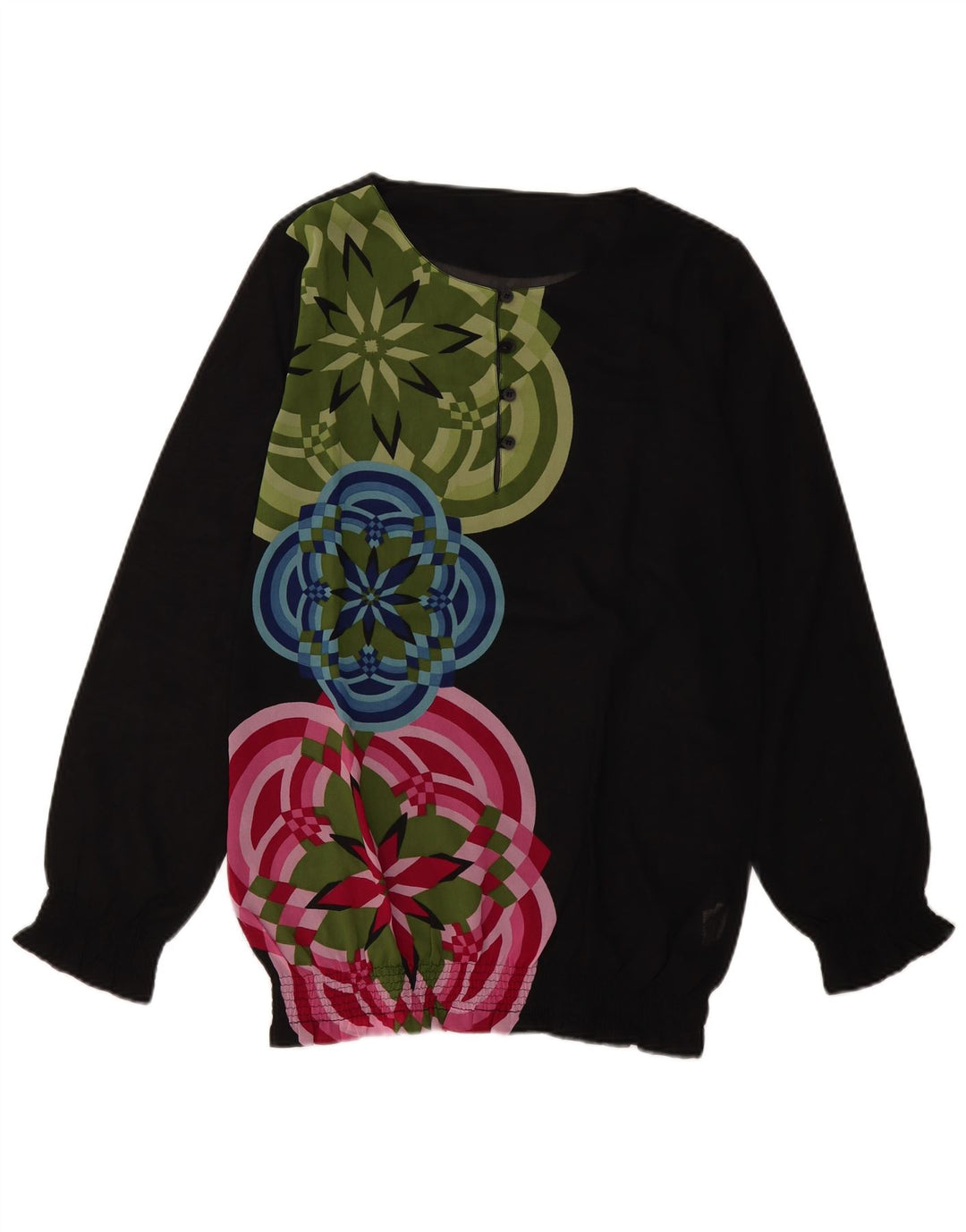 Blusa feminina de manga comprida DESIGUAL UK 18 XL poliéster geométrico preto