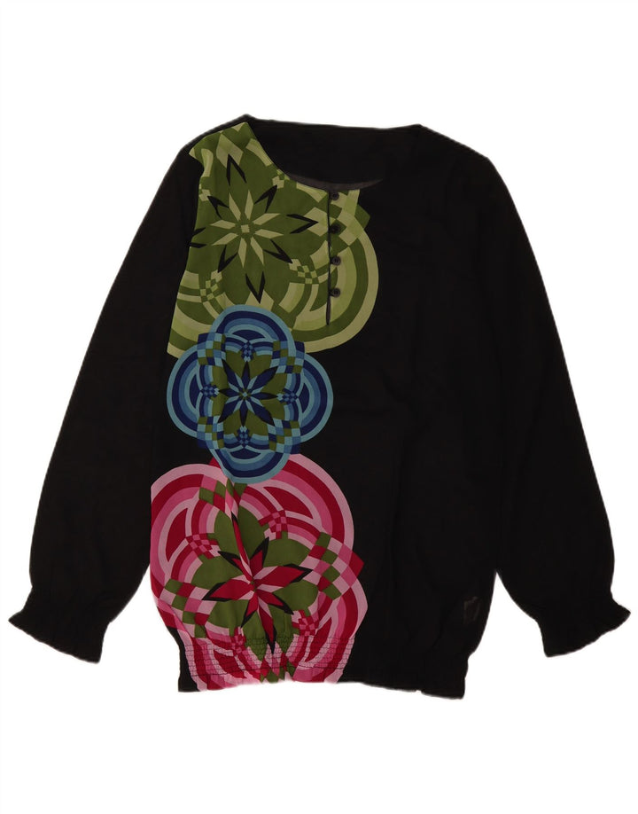 Blusa feminina de manga comprida DESIGUAL UK 18 XL poliéster geométrico preto
