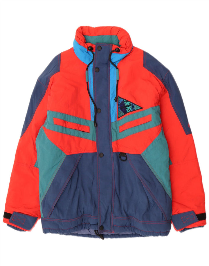 Jaqueta de esqui masculina Sergio Tacchini UK 40 grande bloco colorido multicolorido