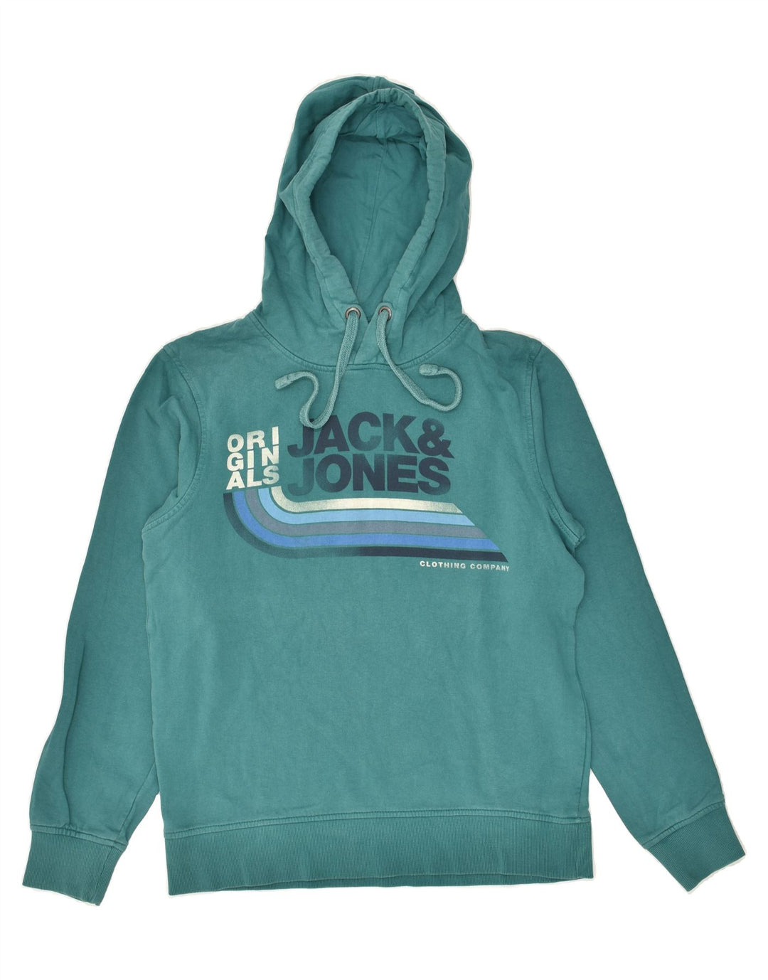 JACK & JONES Mens Graphic Hoodie Jumper Medium Blue Cotton | Vintage Jack & Jones | Thrift | Second-Hand Jack & Jones | Used Clothing | Messina Hembry 