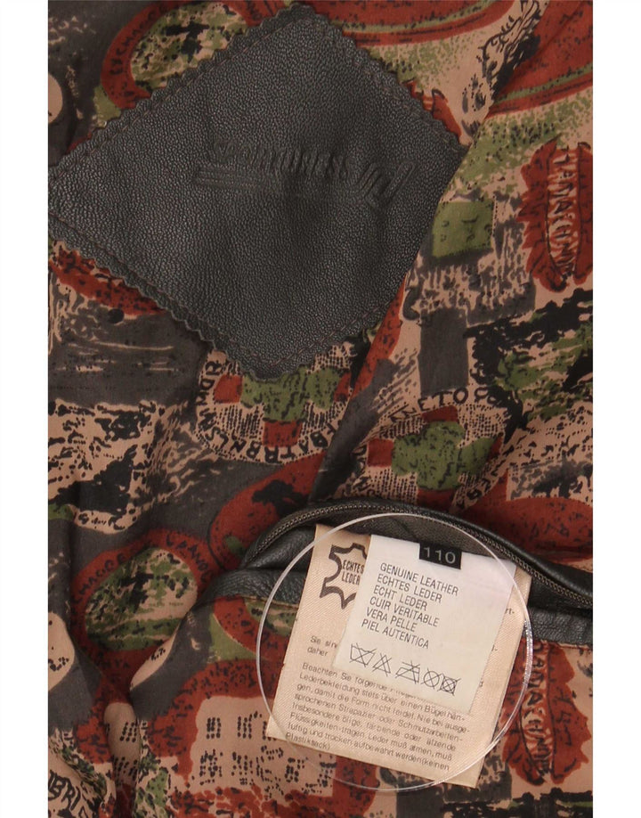 Jaqueta de couro masculina vintage UK 42 XL preta