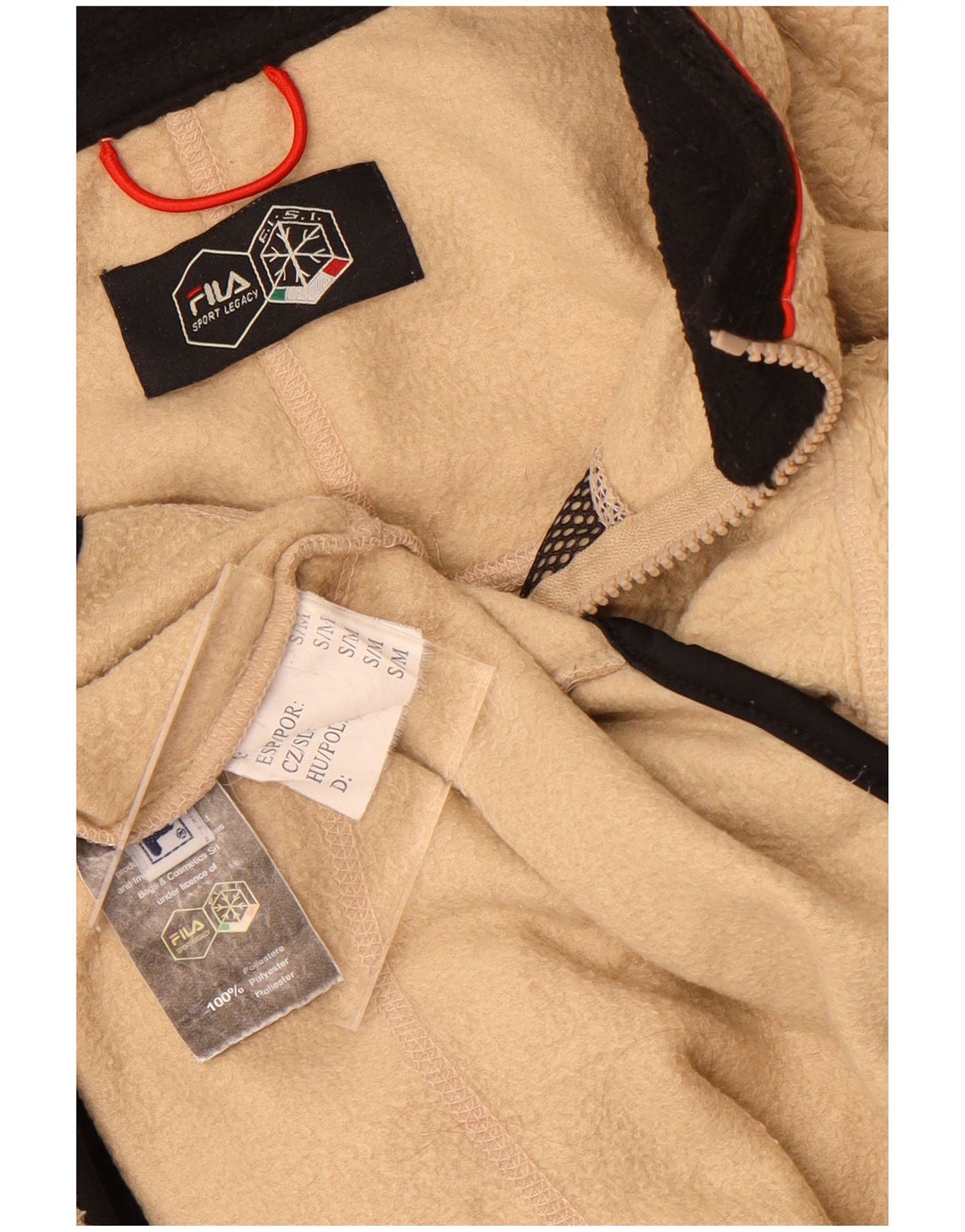 Jaqueta masculina Fila Fleece UK 36 poliéster colorblock bege pequeno