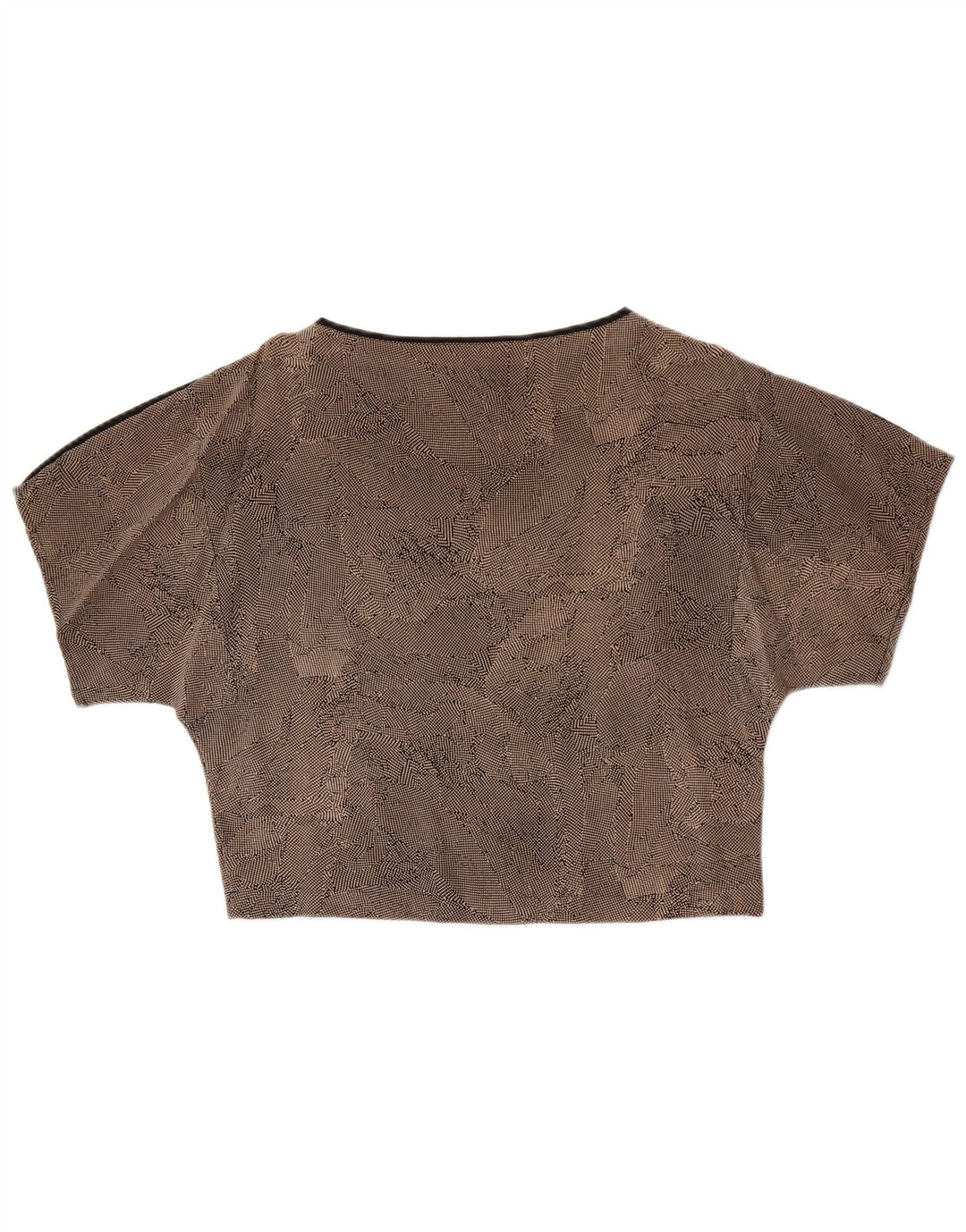 Blusa feminina vintage UK 14 seda manchada marrom médio