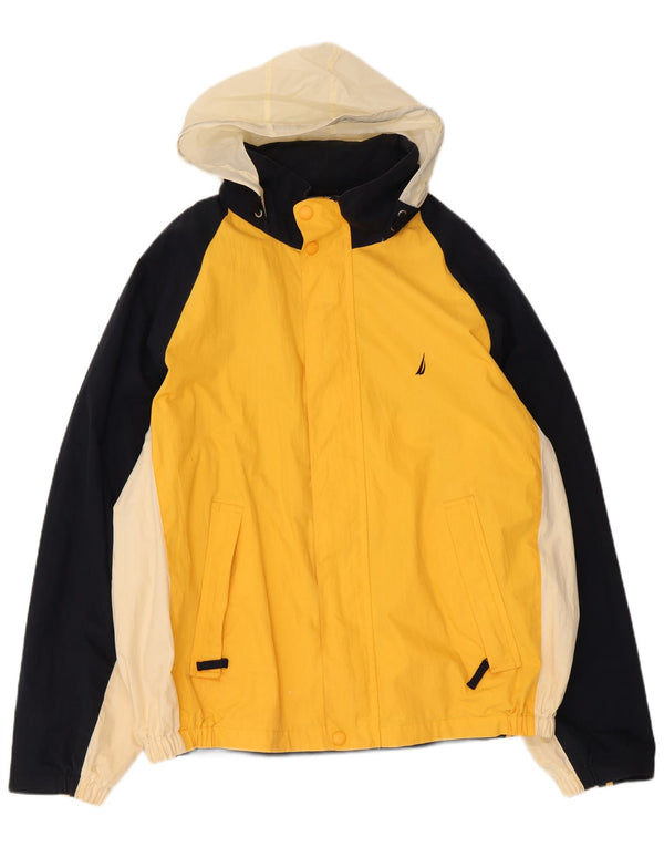 Jaqueta corta-vento masculina Nautica com capuz UK 44 2XL algodão amarelo