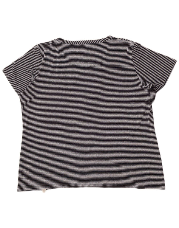 Marina Rinaldi Camiseta feminina Voyage Top UK 16 Viscose listrada cinza grande