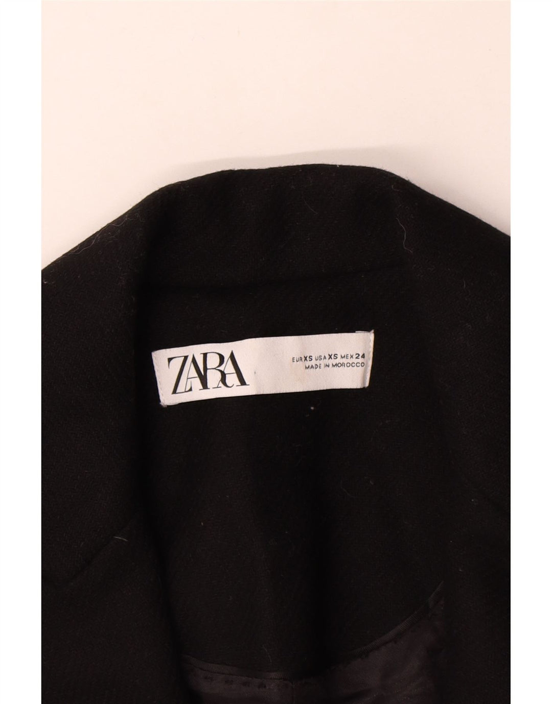 Sobretudo feminino Zara UK 6 XS preto poliéster
