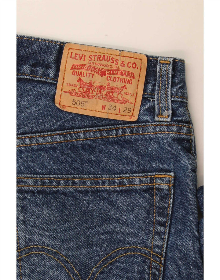 Calça jeans masculina Levi's 505 Regular Fit Straight W34 L29 Azul Algodão