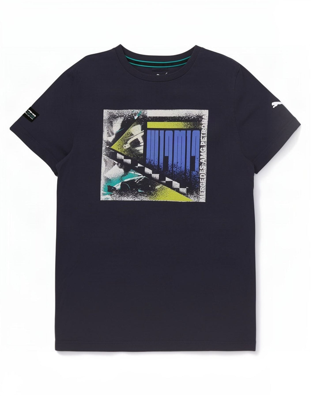 Puma Camiseta Masculina Graphic Top Pequeno Algodão Azul Marinho