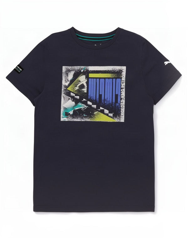 Puma Camiseta Masculina Graphic Top Pequeno Algodão Azul Marinho