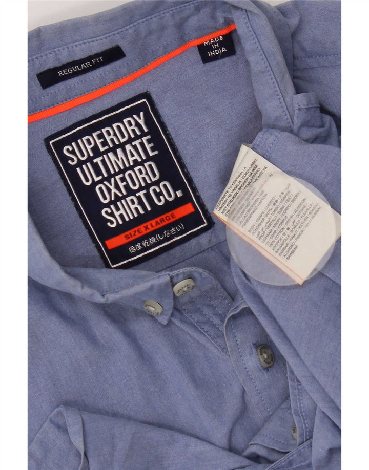 Camisa feminina Superdry manga curta regular fit XL azul algodão