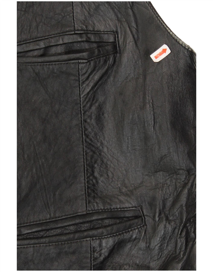 Colete de couro masculino VINTAGE grande preto