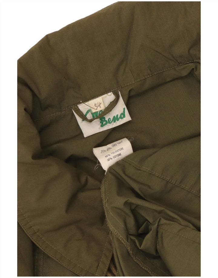 Jaqueta corta-vento masculina vintage IT 54 2XL poliéster cáqui
