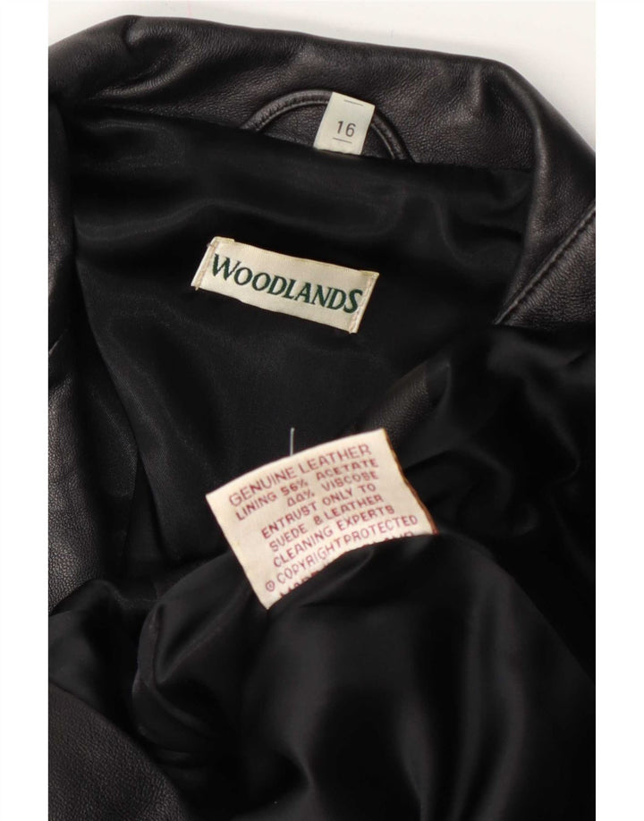 Jaqueta Blazer Feminina Sardar Woodlands Couro Reino Unido 16 Grande Preta