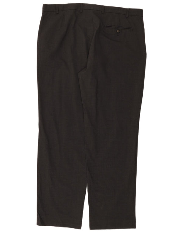 Calça masculina de terno reto Marks & Spencer W38 L31 lã cinza