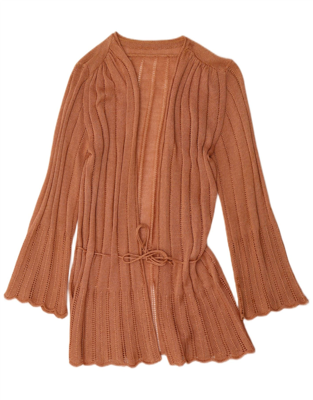 Suéter cardigã feminino vintage IT 44 acrílico marrom médio
