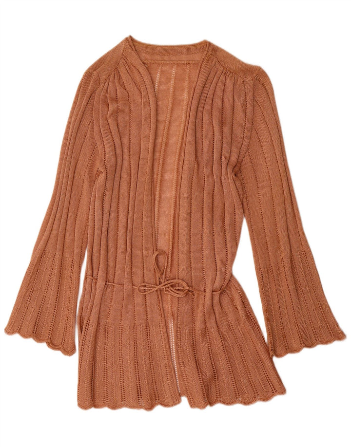 Suéter cardigã feminino vintage IT 44 acrílico marrom médio